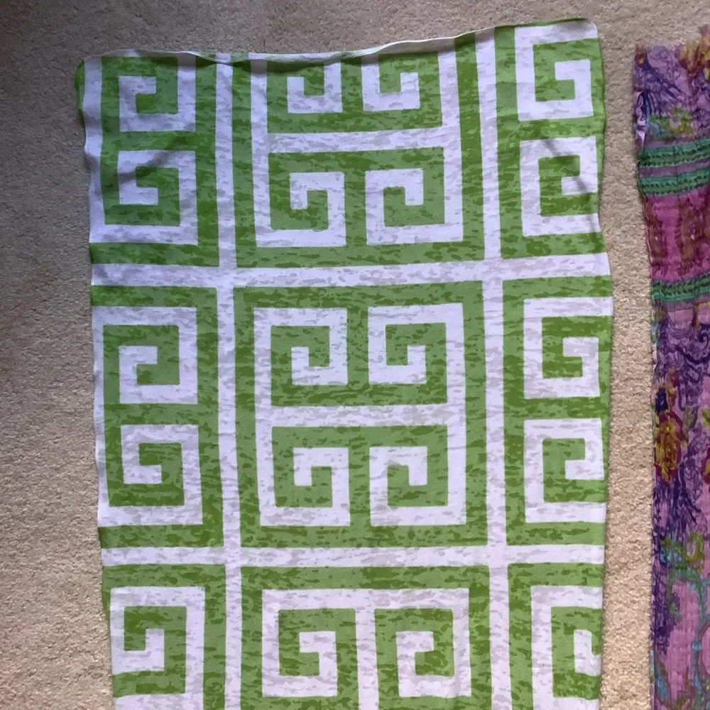 Two Summer Weight Rectangular Print Scarves